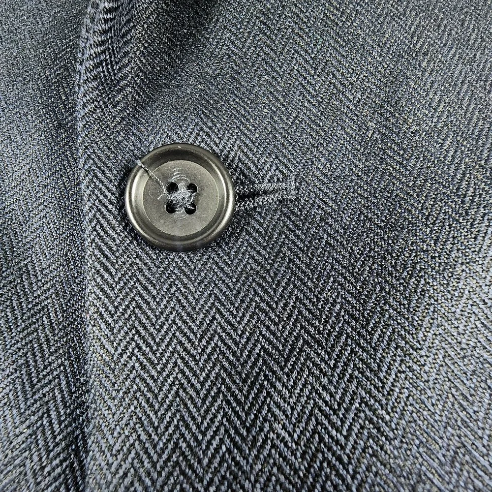Jos A Banks Mens 43R Navy Blue Herringbone Sport Coat Blazer Silk & Camel‎ Hair